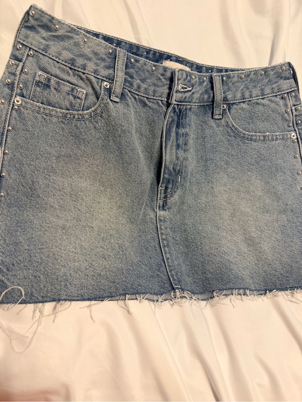 Pacsun Studs Light Wash Denim Mini Skirt
